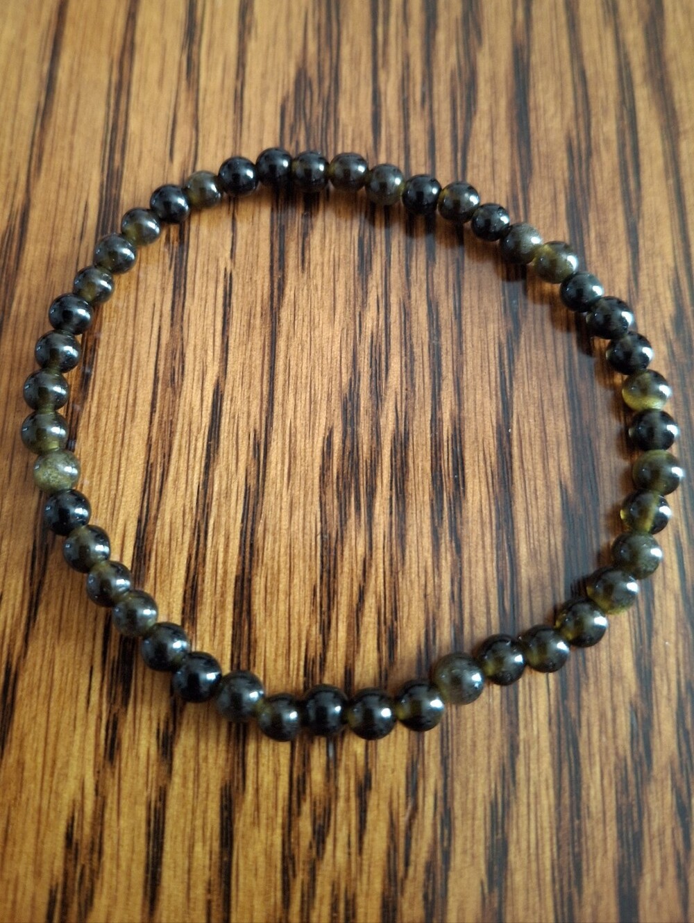 Golden Obsidian Beaded 4mm Stretch Bracelet 7"